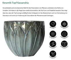 Dehner Blumentöpfe & Übertöpfe - Keramik-Topf Kassandria, rund, Türkis