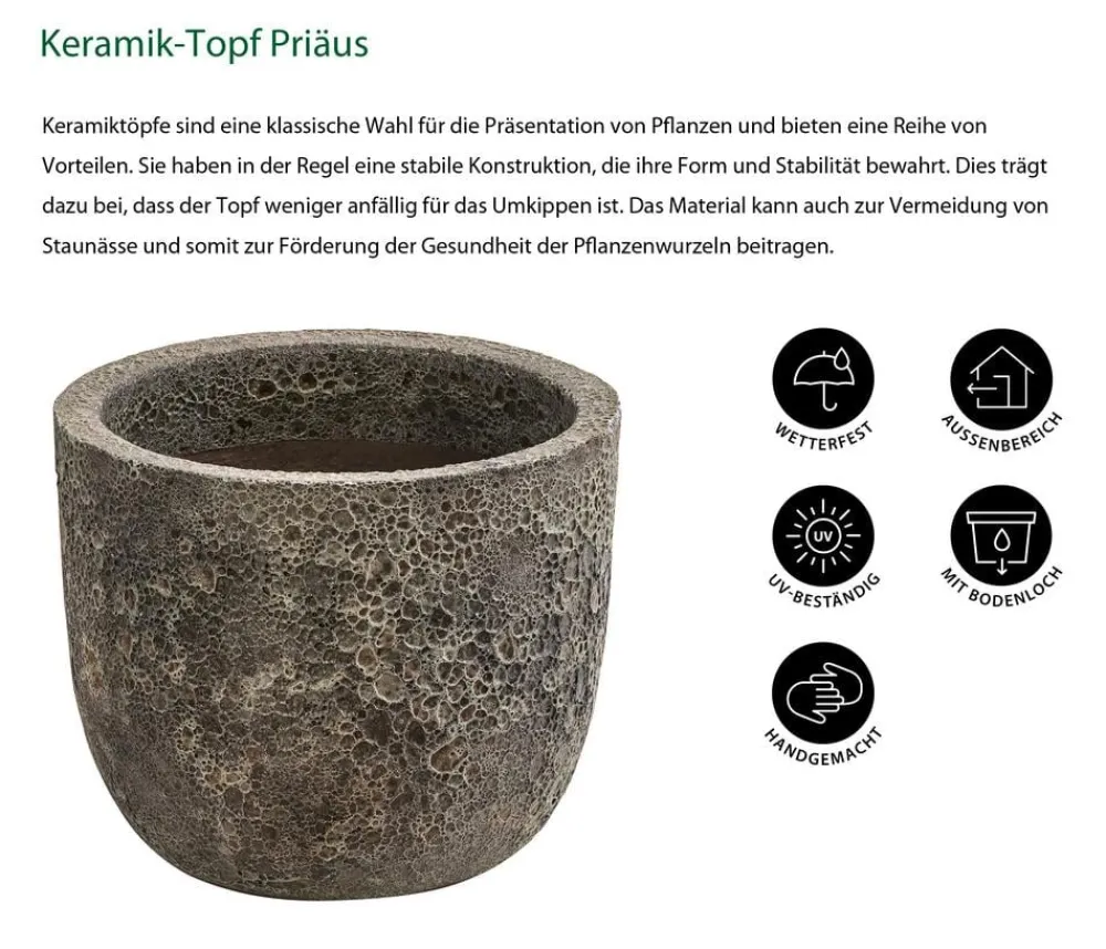 Dehner Keramik-Topf Priäus, rund, - Outlet