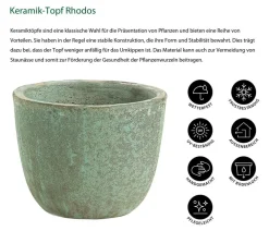 Dehner Blumentöpfe & Übertöpfe > Keramik-Topf Rhodos, rund, blau-
