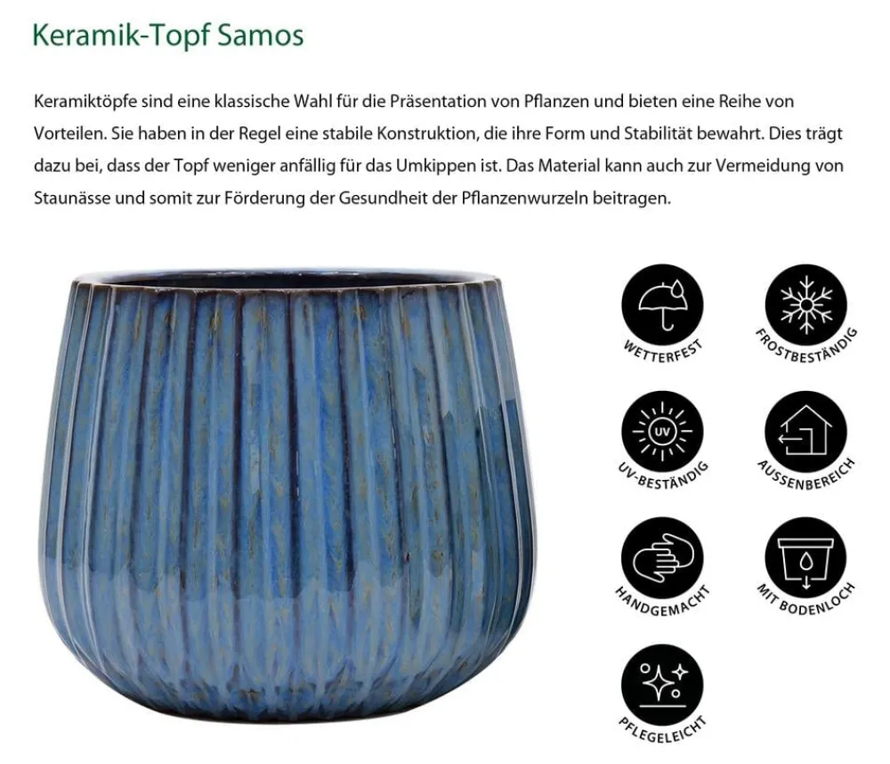 Dehner Blumentöpfe & Übertöpfe > Keramik-Topf Samos, rund,