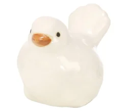 Dehner Keramik Vogel glasiert, 11 cm Weiß Hot