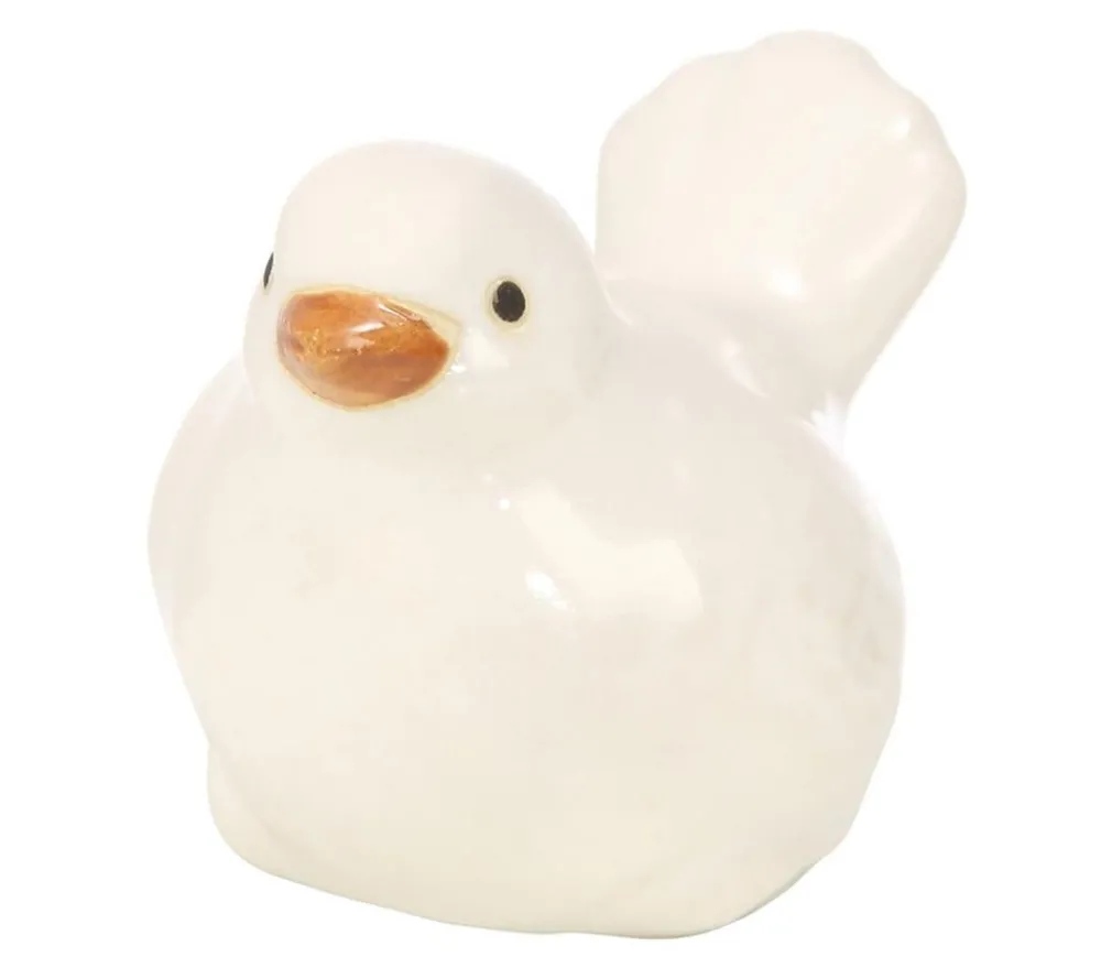 Dehner Keramik Vogel glasiert, 11 cm Weiß Hot