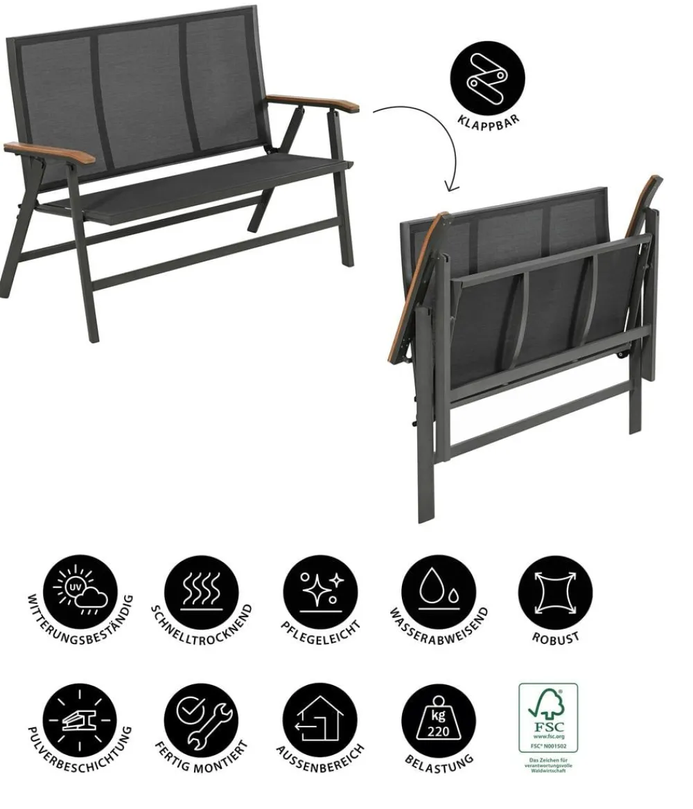 Dehner 3-Sitzer Gartenbänke|Klappbänke > Klappbank Colmar, 2-Sitzer