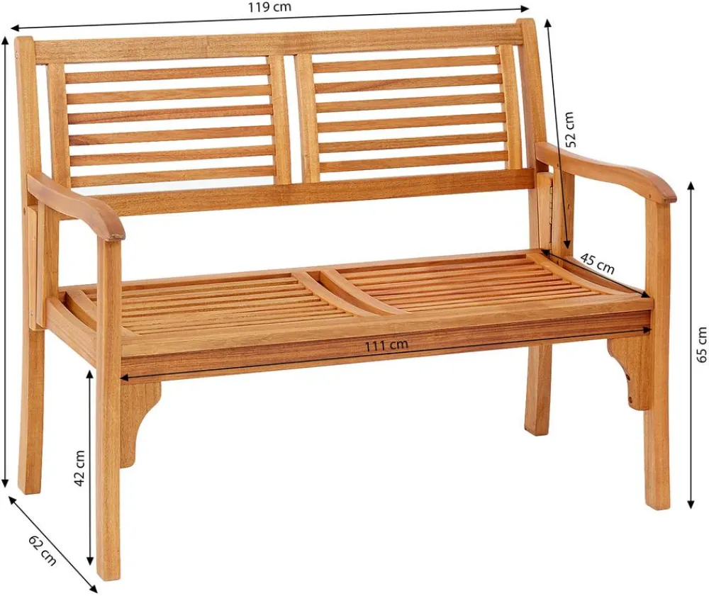 Dehner Klappbank Douglas, 2-Sitzer Hellbraun Best