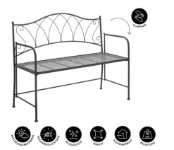 Dehner Klappbänke|2-Sitzer Gartenbänke - Klappbank Luca, 2-Sitzer Dunkelgrau