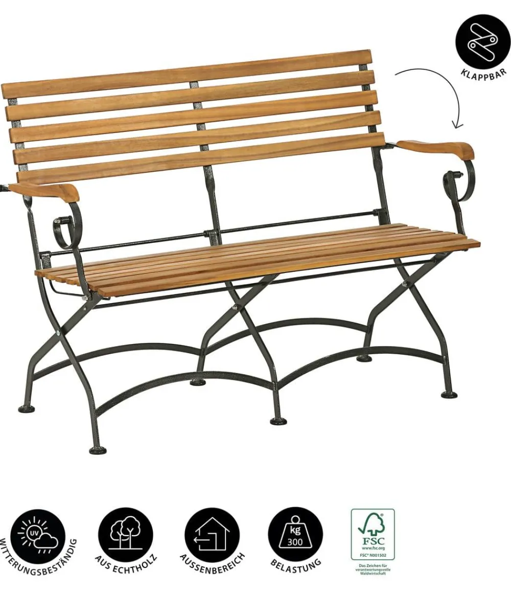 Dehner Klappbänke|Gartenbänke Holz - Klappbank Tegernsee, 2-Sitzer