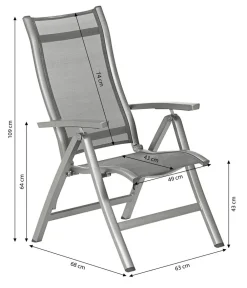 Dehner Gartenstühle Aluminium|Klappstühle - Klappsessel Chicago, Hochlehner Grau