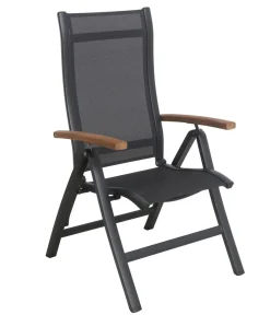 Dehner Balkonmöbel Aluminium|Gartenstühle Aluminium - Klappsessel Chicago Wood Schwarz