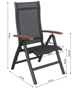 Dehner Balkonmöbel Aluminium|Gartenstühle Aluminium - Klappsessel Chicago Wood Schwarz