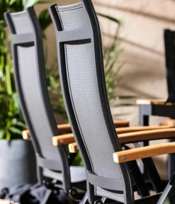 Dehner Balkonmöbel Aluminium|Gartenstühle Aluminium - Klappsessel Chicago Wood Schwarz