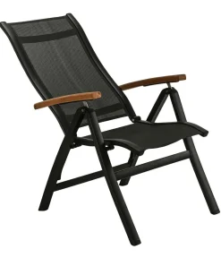 Dehner Balkonmöbel Aluminium|Gartenstühle Aluminium - Klappsessel Chicago Wood Schwarz