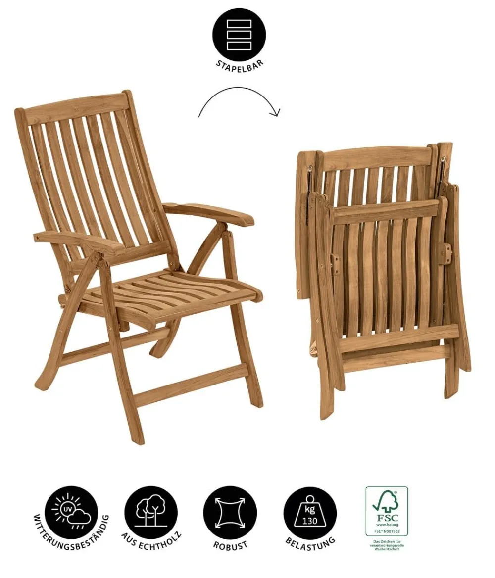 Dehner Balkonmöbel Holz|Gartenstühle Holz - Klappsessel Havanna Hellbraun