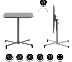 Dehner Beistelltische|Klapptische - Klapptisch Chicago, ca. B70/H74/T70 cm Grau