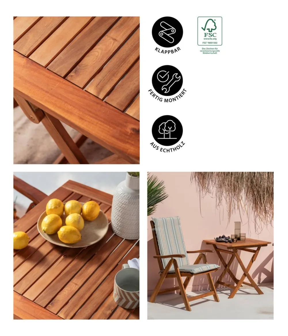 Dehner Garten-Esstische|Gartentische Holz - Klapptisch Macao Hellbraun