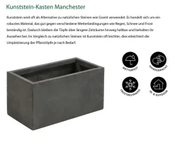 Dehner Kunststein-Kasten Manchester, rechteckig Dunkelgrau