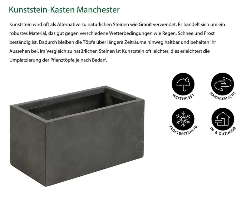 Dehner Pflanzkübel & Blumenkästen > Kunststein-Kasten Manchester, rechteckig