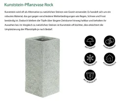 Dehner Blumentöpfe & Übertöpfe > Kunststein-Pflanzvase Rock, quadratisch, grau