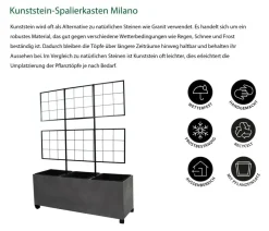 Dehner Pflanzkübel & Blumenkästen|Blumentöpfe & Übertöpfe > Kunststein-Spalierkasten Milano mit Rollen + 3 Pflanzeinsätzen, , ca. B100/H130/T35 cm