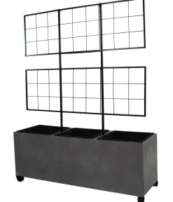 Dehner Pflanzkübel & Blumenkästen|Blumentöpfe & Übertöpfe > Kunststein-Spalierkasten Milano mit Rollen + 3 Pflanzeinsätzen, , ca. B100/H130/T35 cm