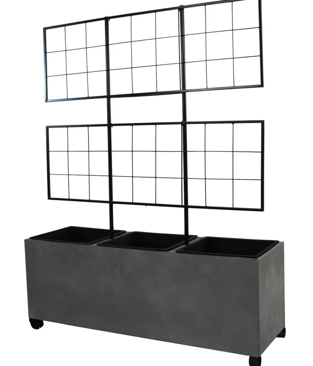 Dehner Pflanzkübel & Blumenkästen|Blumentöpfe & Übertöpfe > Kunststein-Spalierkasten Milano mit Rollen + 3 Pflanzeinsätzen, , ca. B100/H130/T35 cm