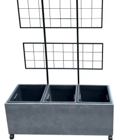 Dehner Pflanzkübel & Blumenkästen|Blumentöpfe & Übertöpfe > Kunststein-Spalierkasten Milano mit Rollen + 3 Pflanzeinsätzen, , ca. B100/H130/T35 cm