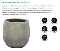 Dehner Kunststein-Topf Balloon Stone, bauchig, Grau Discount