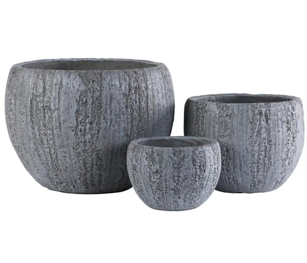 Dehner Kunststein-Topf Belfast, bauchig, Grau New