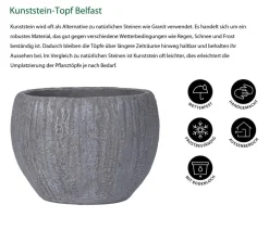 Dehner Kunststein-Topf Belfast, bauchig, Grau New
