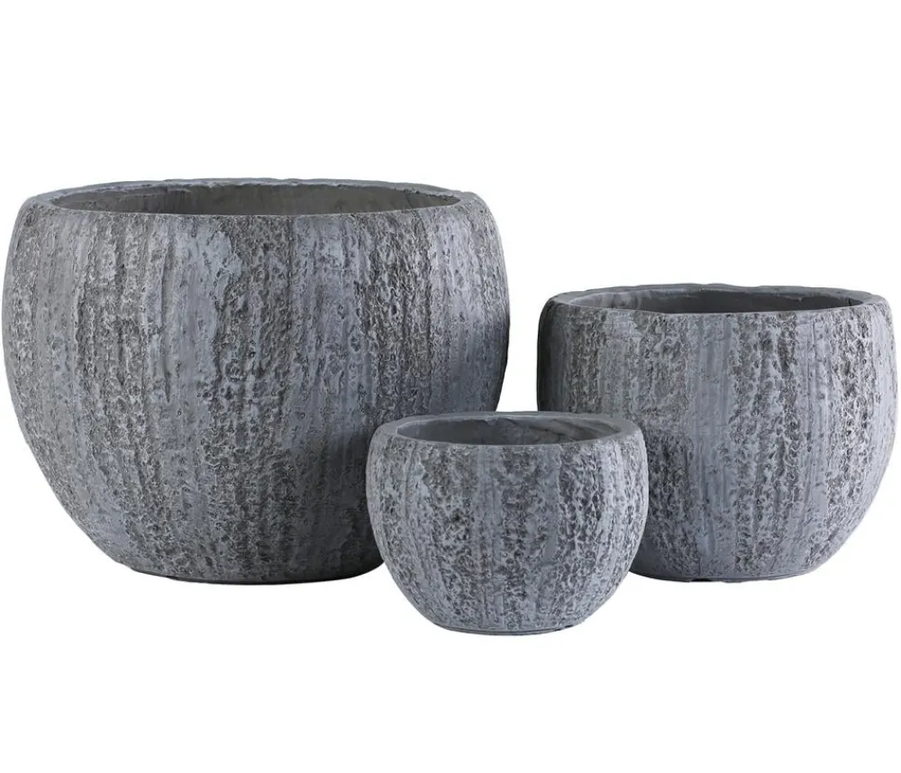Dehner Blumentöpfe & Übertöpfe - Kunststein-Topf Belfast, bauchig, Grau