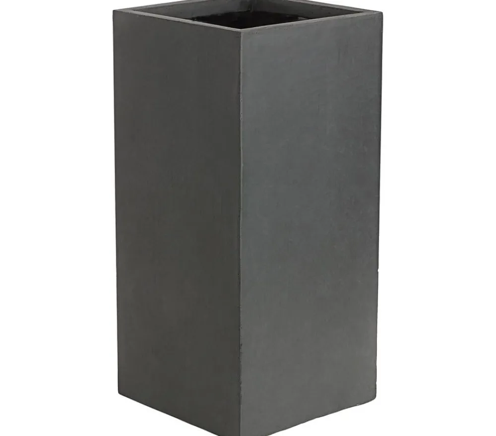 Dehner Blumentöpfe & Übertöpfe - Kunststein-Topf Manchester, quadratisch Dunkelgrau