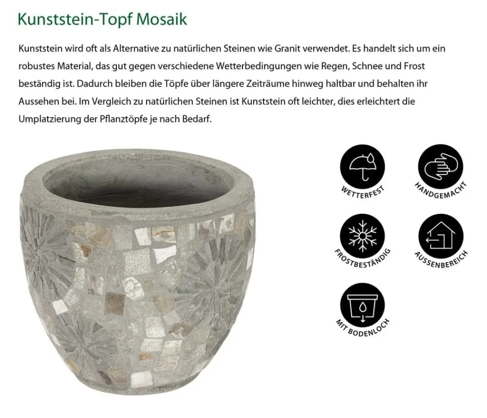 Dehner Blumentöpfe & Übertöpfe > Kunststein-Topf Mosaik,