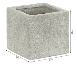 Dehner Kunststein-Topf Rock, quadratisch, Grau Outlet