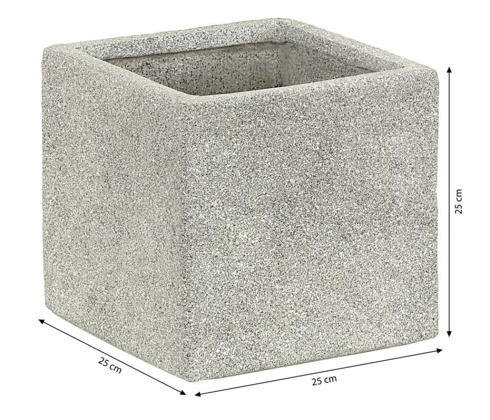 Dehner Kunststein-Topf Rock, quadratisch, Grau Outlet