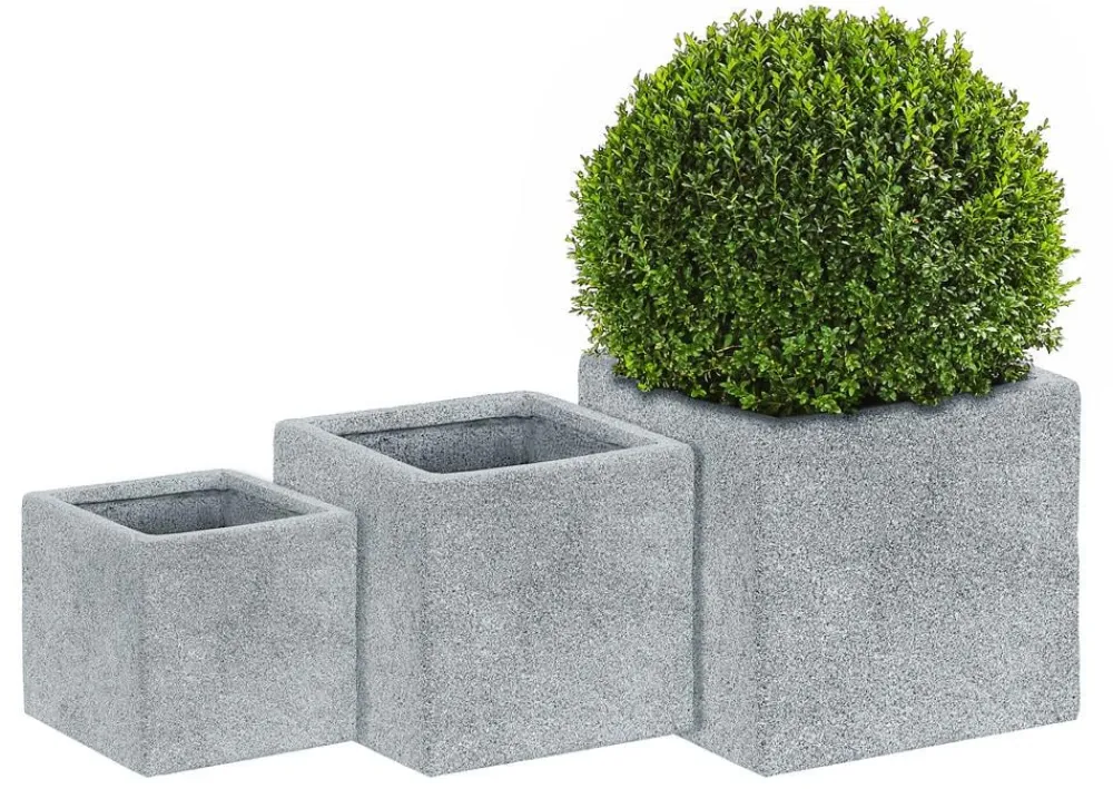 Dehner Kunststein-Topf Rock, quadratisch, Grau Outlet