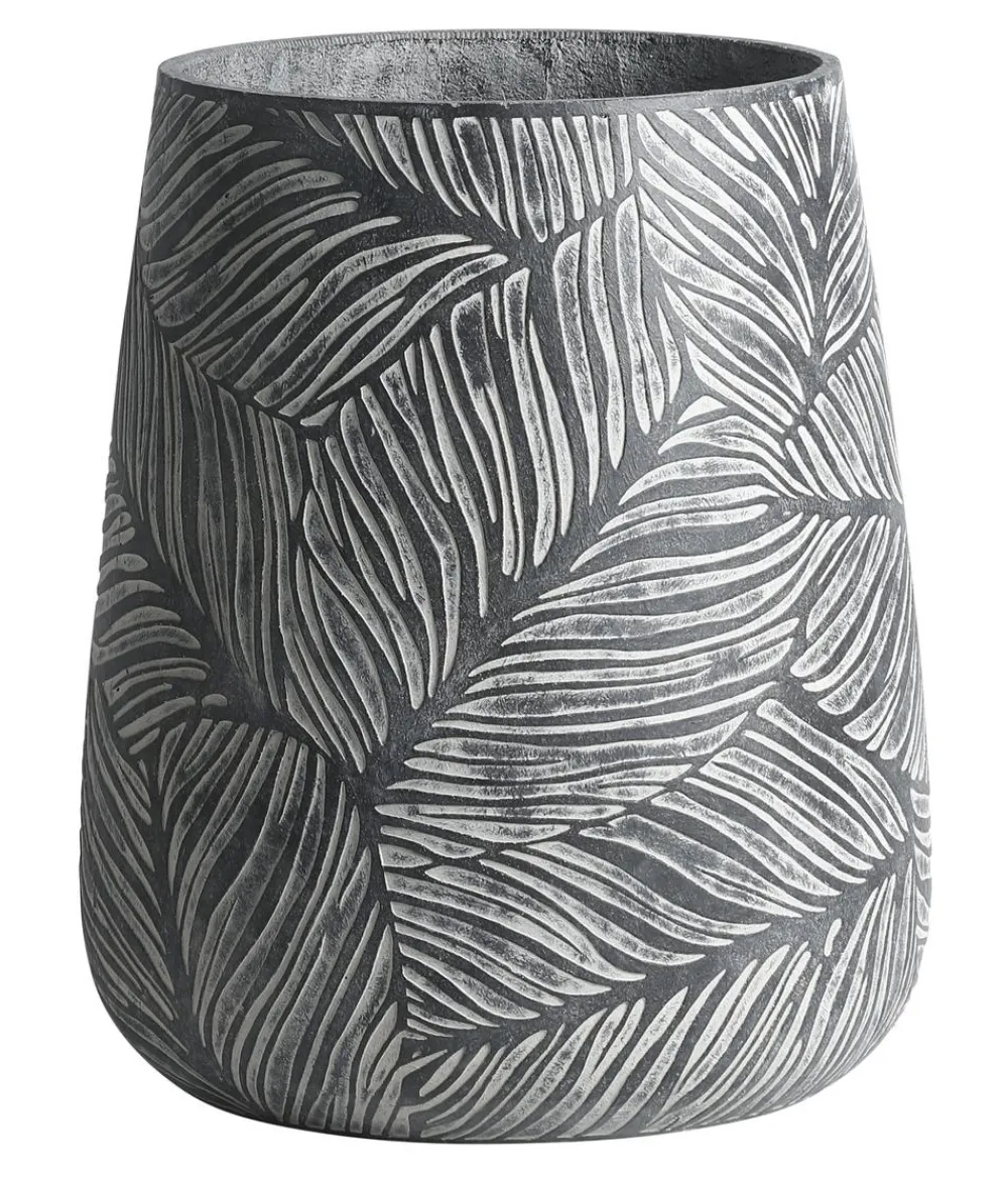 Dehner Blumentöpfe & Übertöpfe - Kunststein-Vase Stanca, rund Dunkelgrau