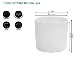 Dehner Blumentöpfe & Übertöpfe - Kunststoff-Übertopf Lora, rund Weiß