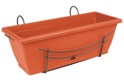 Dehner Pflanzkübel & Blumenkästen - Kunststoff-Blumenkasten Komplettset, ca. B50/H29/T22 cm, Terrakotta