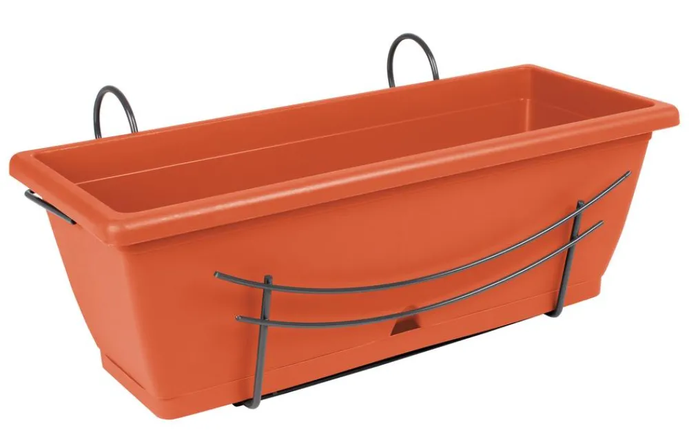 Dehner Pflanzkübel & Blumenkästen - Kunststoff-Blumenkasten Komplettset, ca. B50/H29/T22 cm, Terrakotta