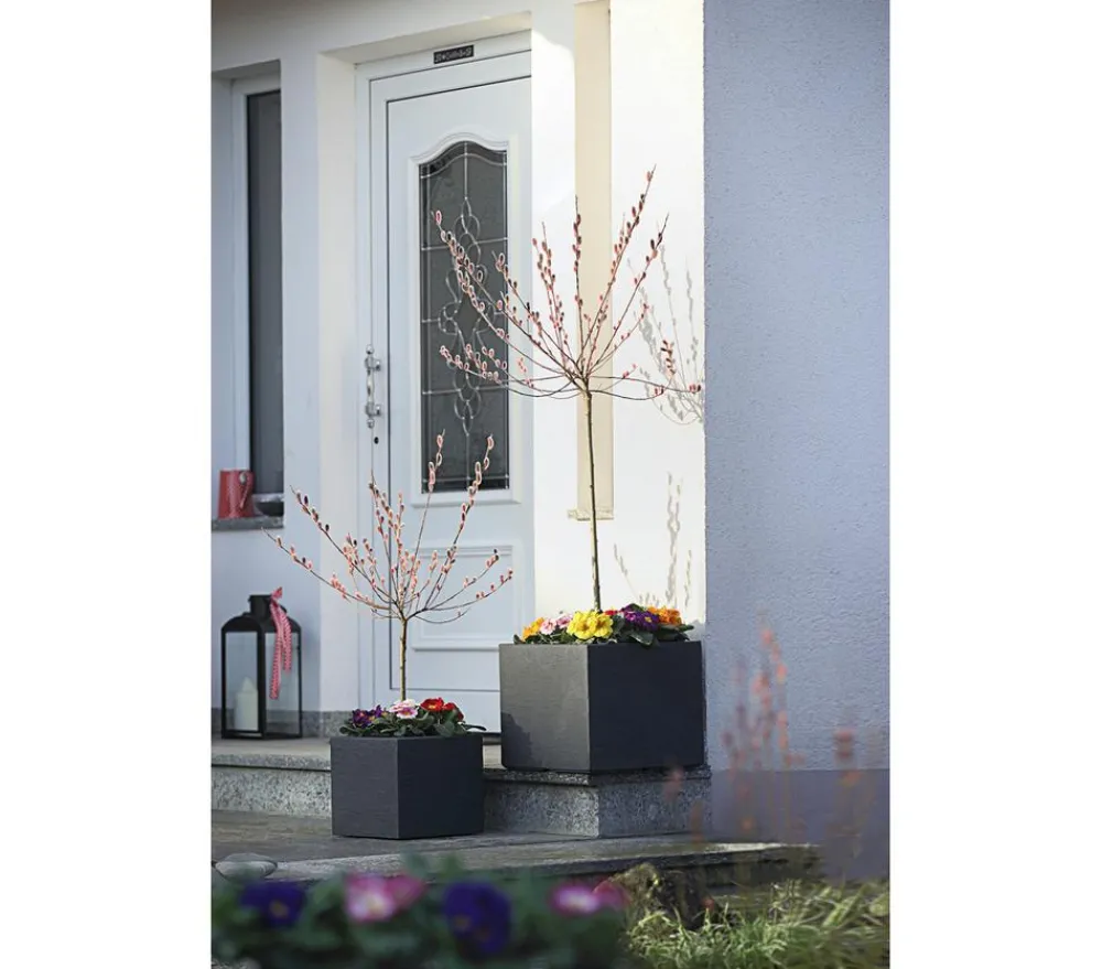 Dehner Pflanzkübel & Blumenkästen|Blumentöpfe & Übertöpfe - Kunststoff-Blumenkübel Palermo, quadratisch Anthrazit