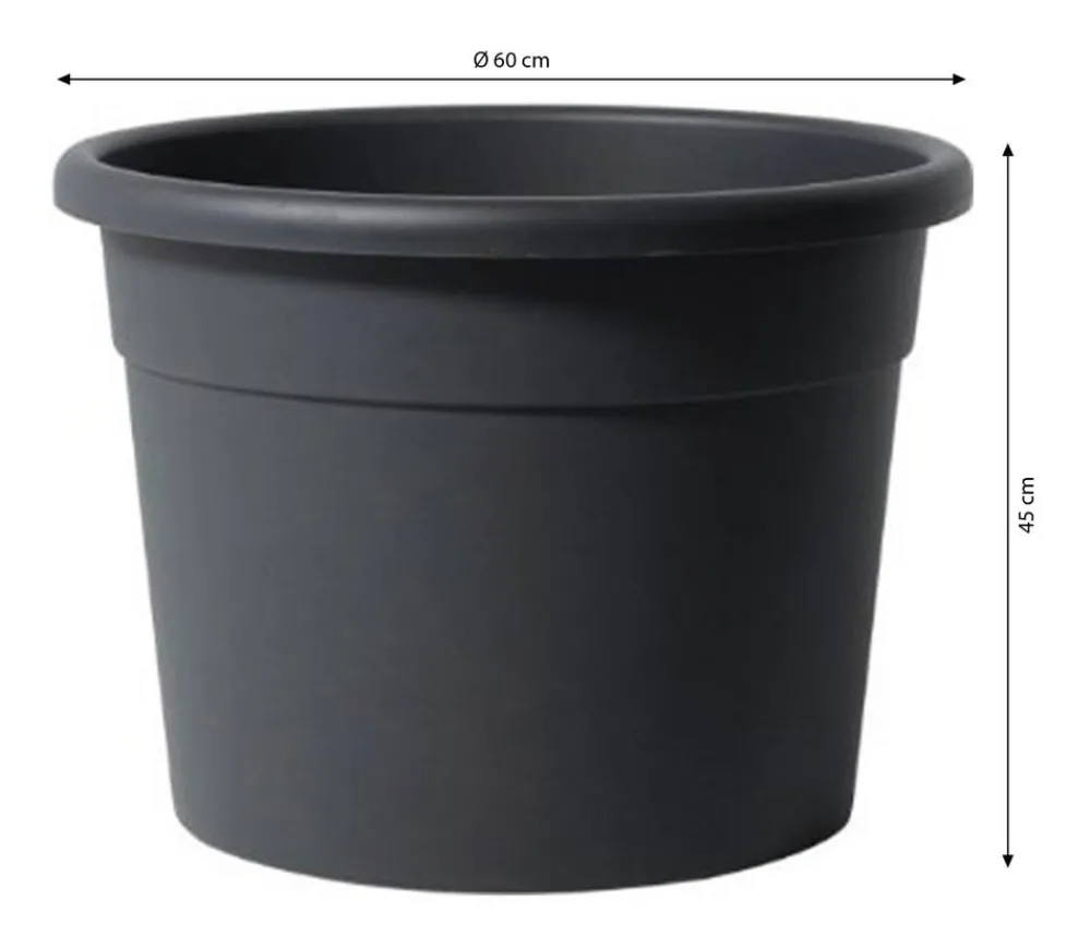 Dehner Kunststoff-Blumentopf Cylindro XXL, rund Dunkelgrau New