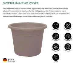 Dehner Kunststoff-Blumentopf Cylindro, rund Taupe Outlet
