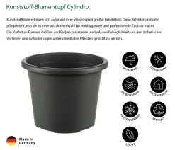Dehner Blumentöpfe & Übertöpfe - Kunststoff-Blumentopf Cylindro, rund Anthrazit