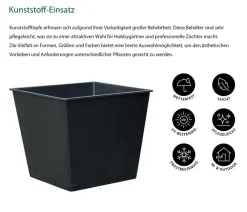 Dehner Blumentöpfe & Übertöpfe - Kunststoff-Einsatz, eckig, Schwarz