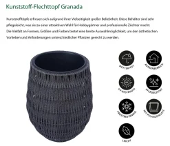 Dehner Blumentöpfe & Übertöpfe - Kunststoff-Flechttopf Granada, rund, Schwarz