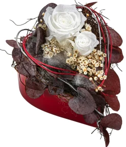 Dehner Konservierte Rosen > Kunststoff-Herz mit Longlife-Rose Valentin, , ca. B18/H20/T20 cm