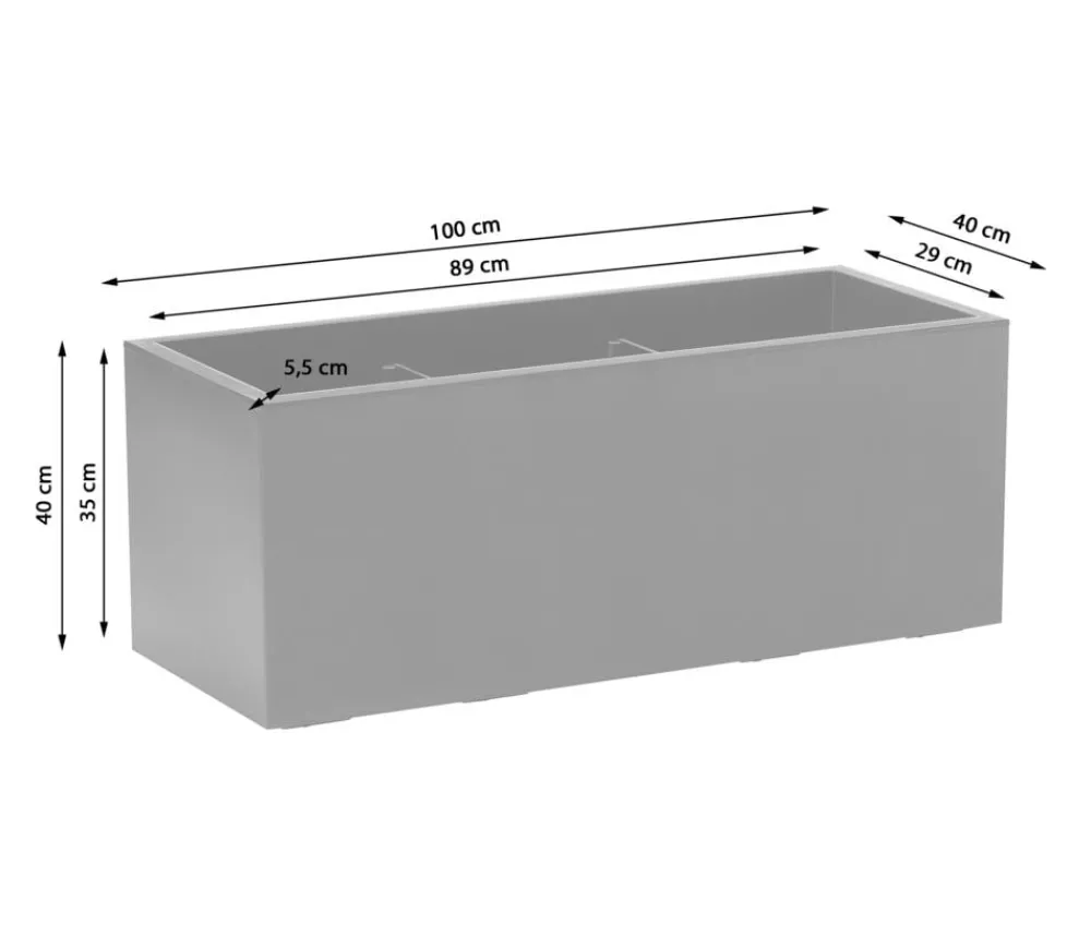 Dehner Kunststoff-Kasten Kebe, rechteckig, ca. B100/H40/T40 cm Dunkelgrau Online