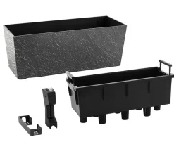 Dehner Pflanzkübel & Blumenkästen|Blumentöpfe & Übertöpfe - Kunststoff-Kasten Stone inkl. Bewässerungssystem, rechteckig Grau