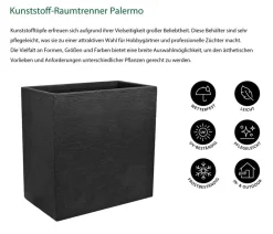 Dehner Pflanzkübel & Blumenkästen > Kunststoff-Raumtrenner Palermo, rechteckig, anthrazit, ca. B60/H60/T26 cm