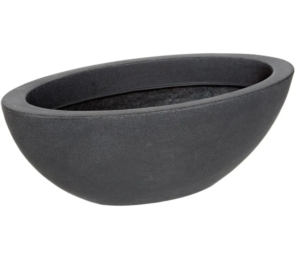 Dehner Blumenampeln & -Schalen > Kunststoff-Schale Miami, oval, anthrazit, ca. B52/H20/T23 cm