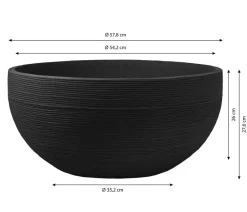 Dehner Blumenampeln & -Schalen - Kunststoff-Schale Sulco, rund, , ca. Ø58/H28 cm Anthrazit